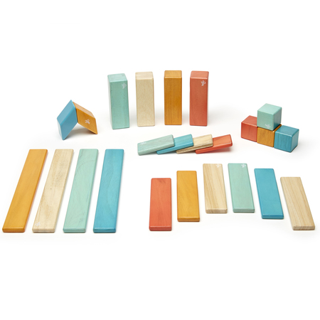 Magnetic Wooden Blocks, 24-Piece Set, Sunset -  TEGU, 24P-SNS-508T